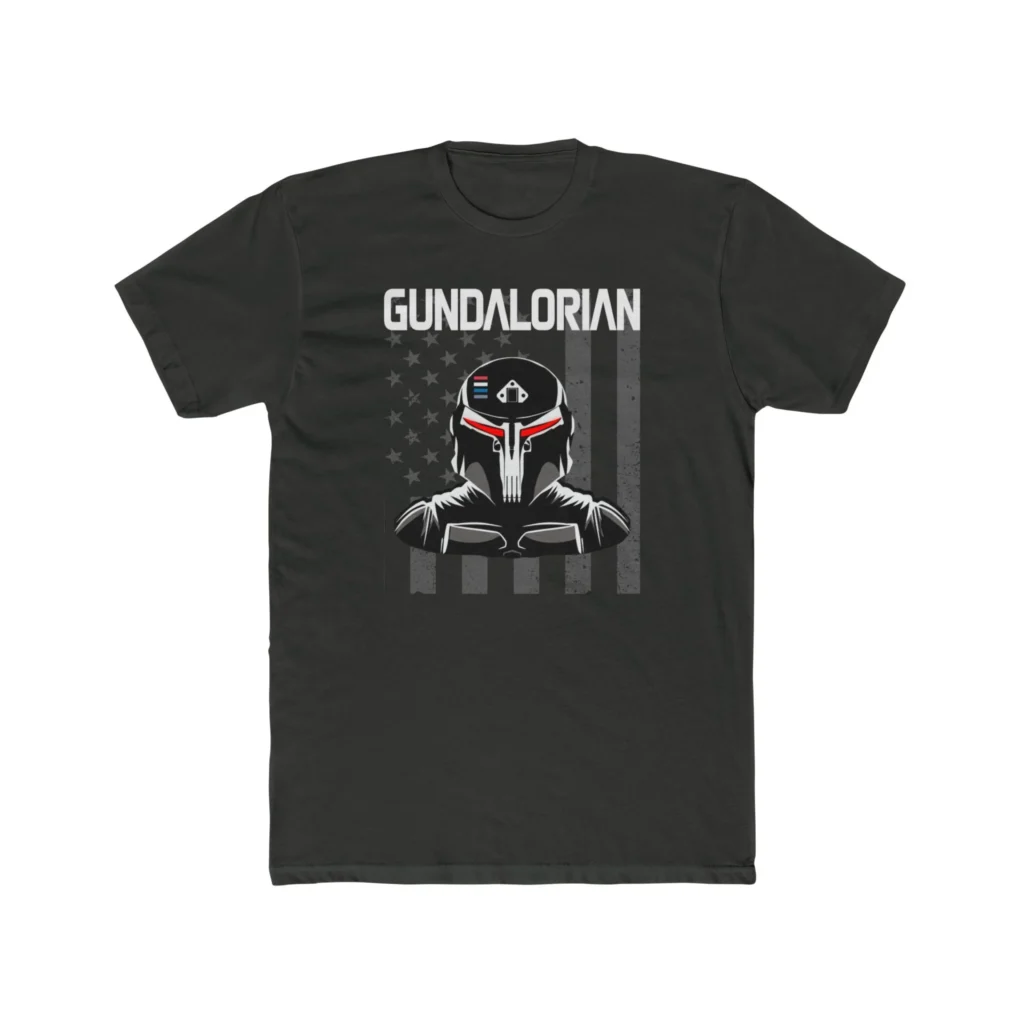 Gundalorian B/W Flag Two Premium Men's Cotton Crew Tee