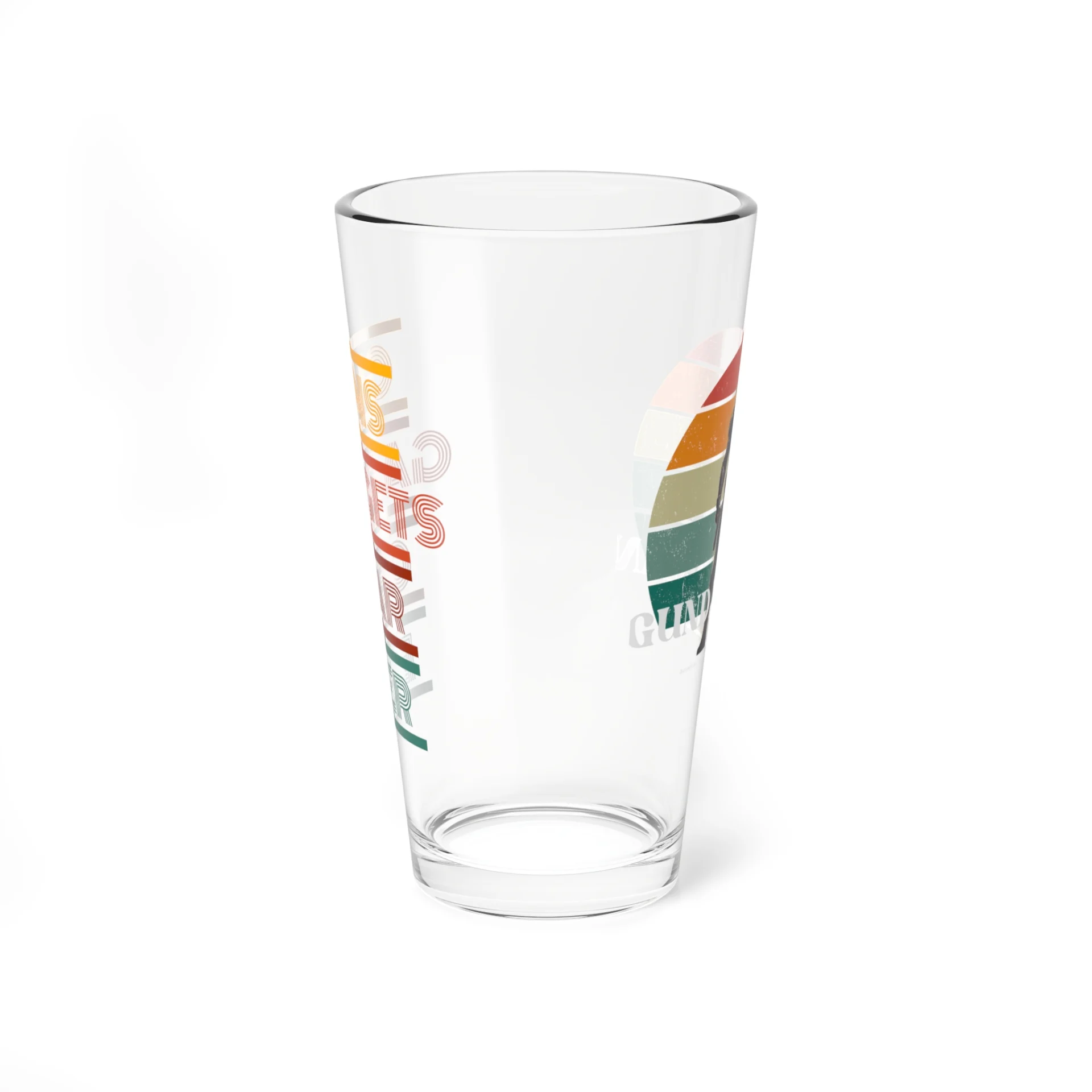 Retro Guns Gadgets Gear and Beer Glass, 16oz - Image 2
