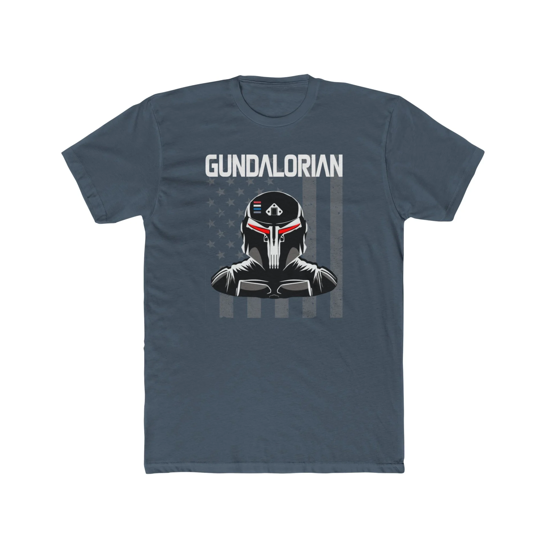 Gundalorian B/W Flag Two Premium Men's Cotton Crew Tee - Image 15