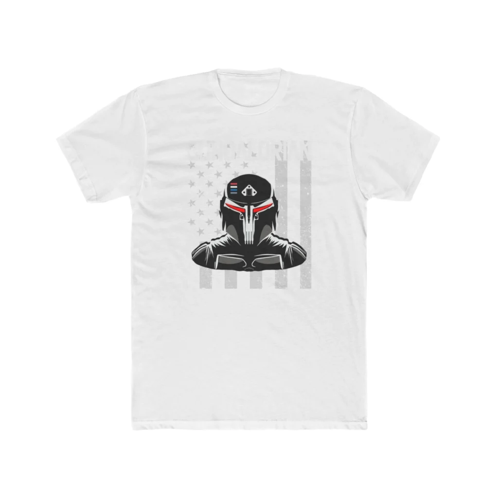 Gundalorian B/W Flag Two Premium Men's Cotton Crew Tee