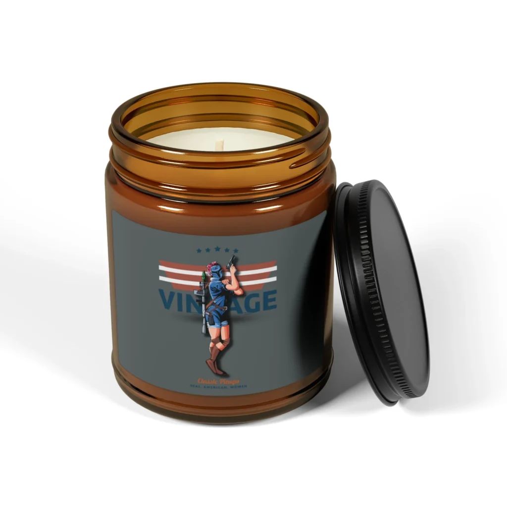 Vintage American Woman Scented Soy Candle (Multi-Size, Amber Jar)