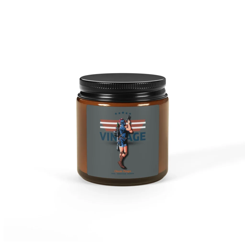 Vintage American Woman Scented Soy Candle (Multi-Size, Amber Jar)
