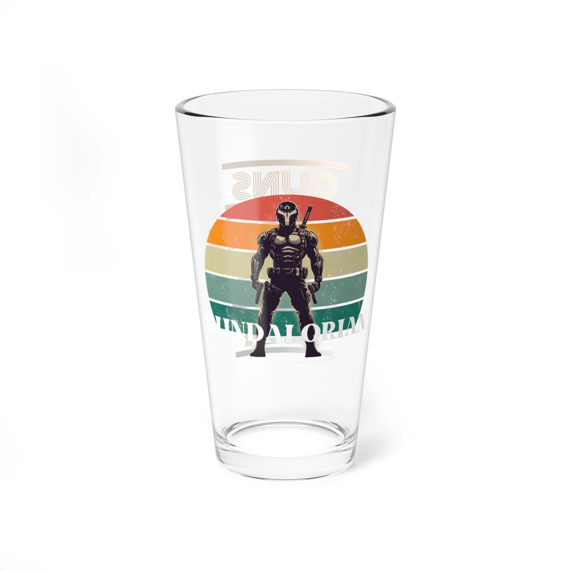 Retro Guns Gadgets Gear and Beer Glass, 16oz - Image 4