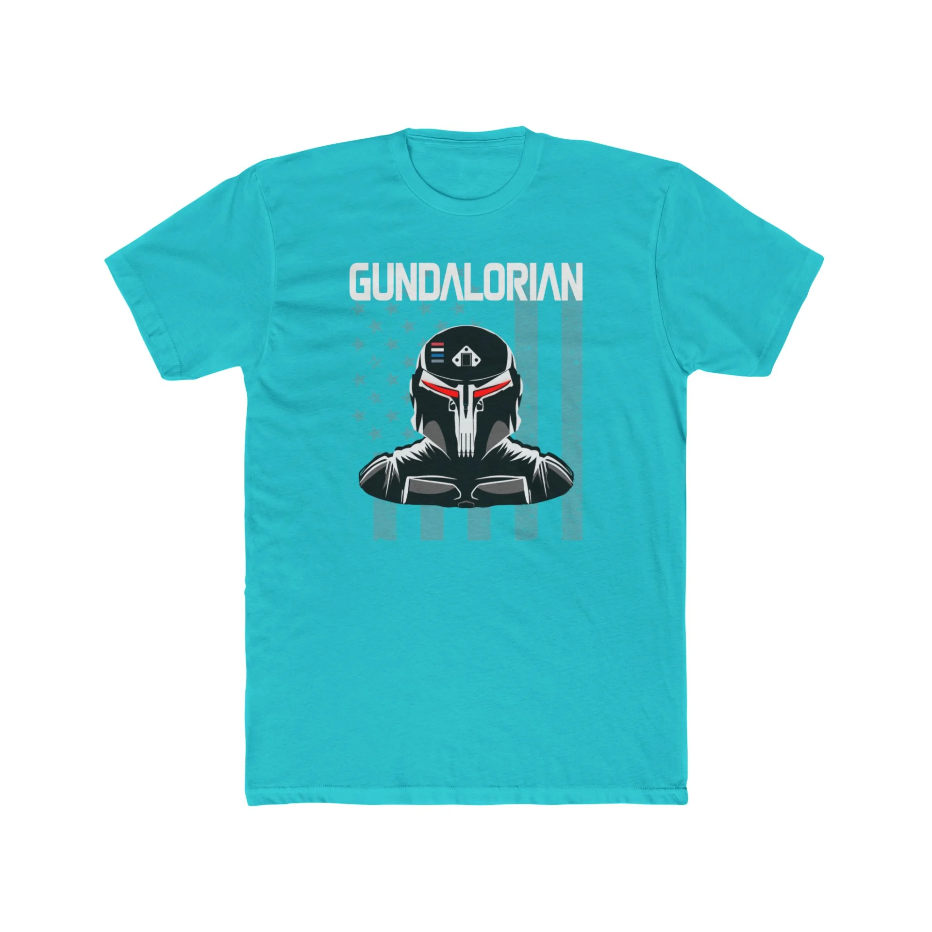 Gundalorian B/W Flag Two Premium Men's Cotton Crew Tee - Image 11