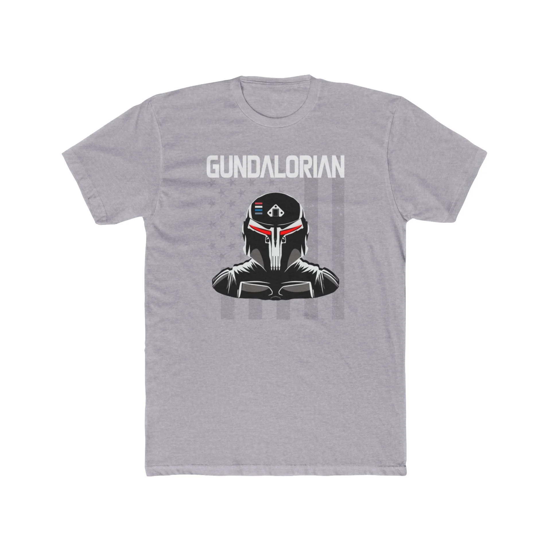 Gundalorian B/W Flag Two Premium Men's Cotton Crew Tee - Image 9