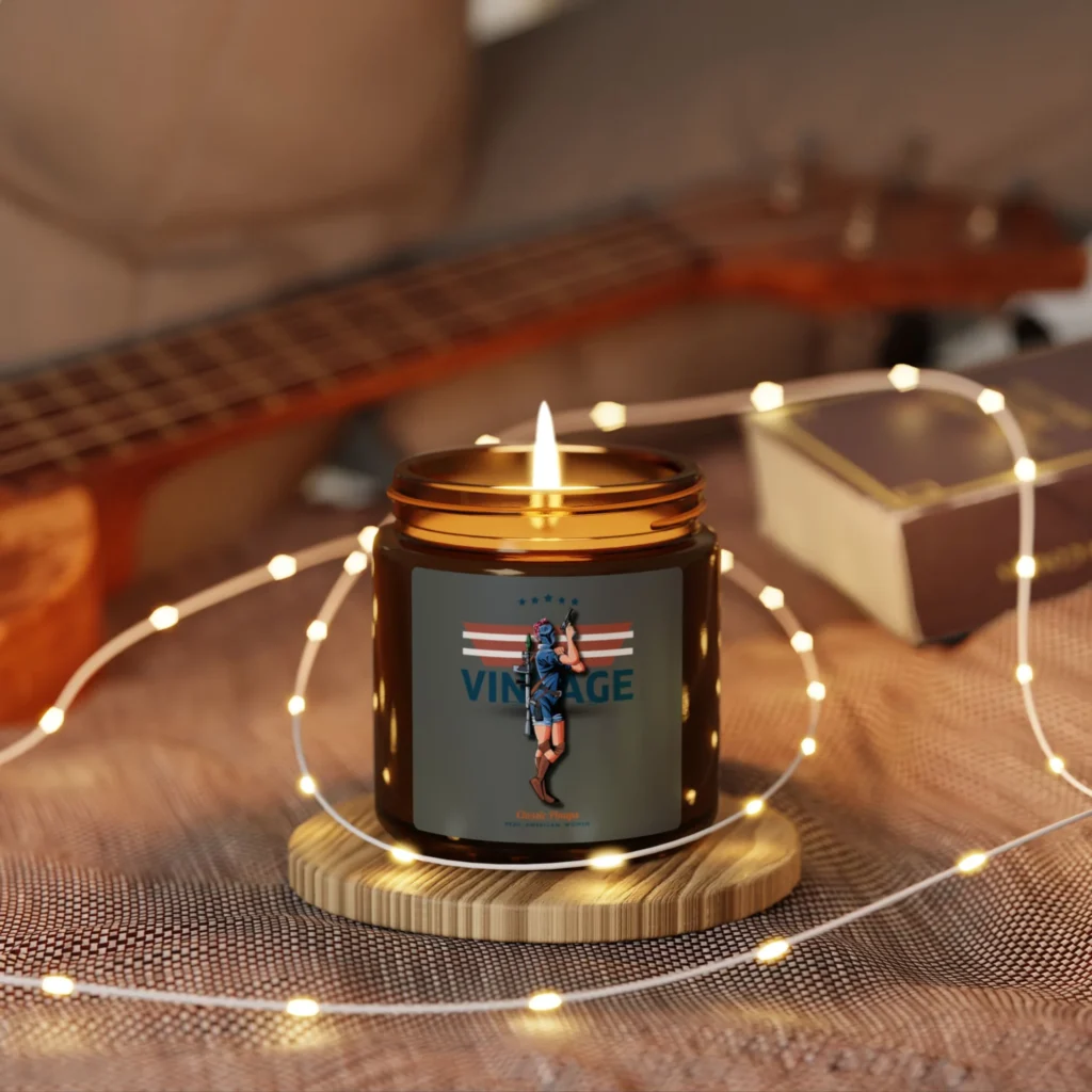 Vintage American Woman Scented Soy Candle (Multi-Size, Amber Jar)