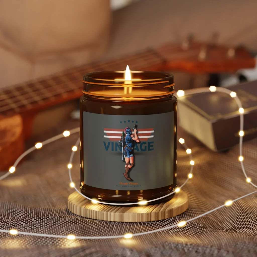 Vintage American Woman Scented Soy Candle (Multi-Size, Amber Jar)