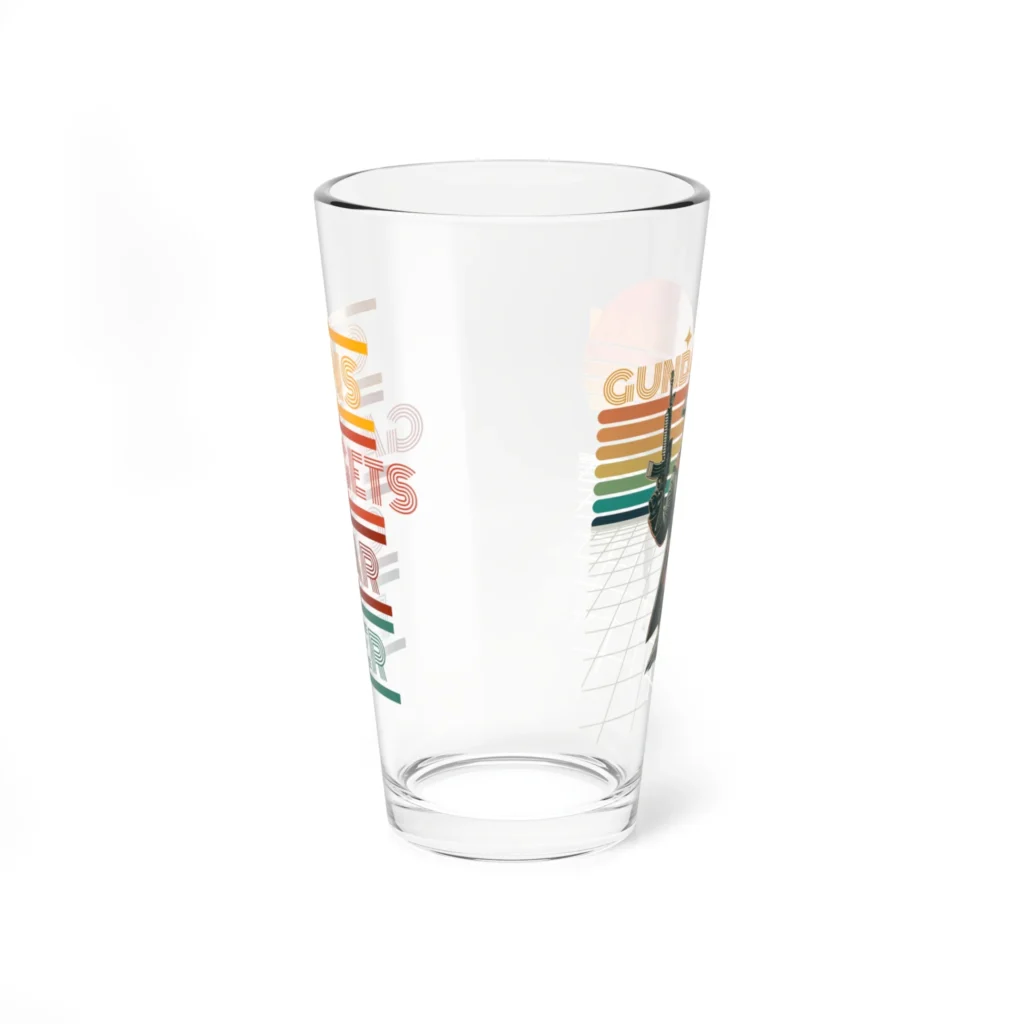 Retro Guns Gadgets Gear and Beer Glass Two, 16oz
