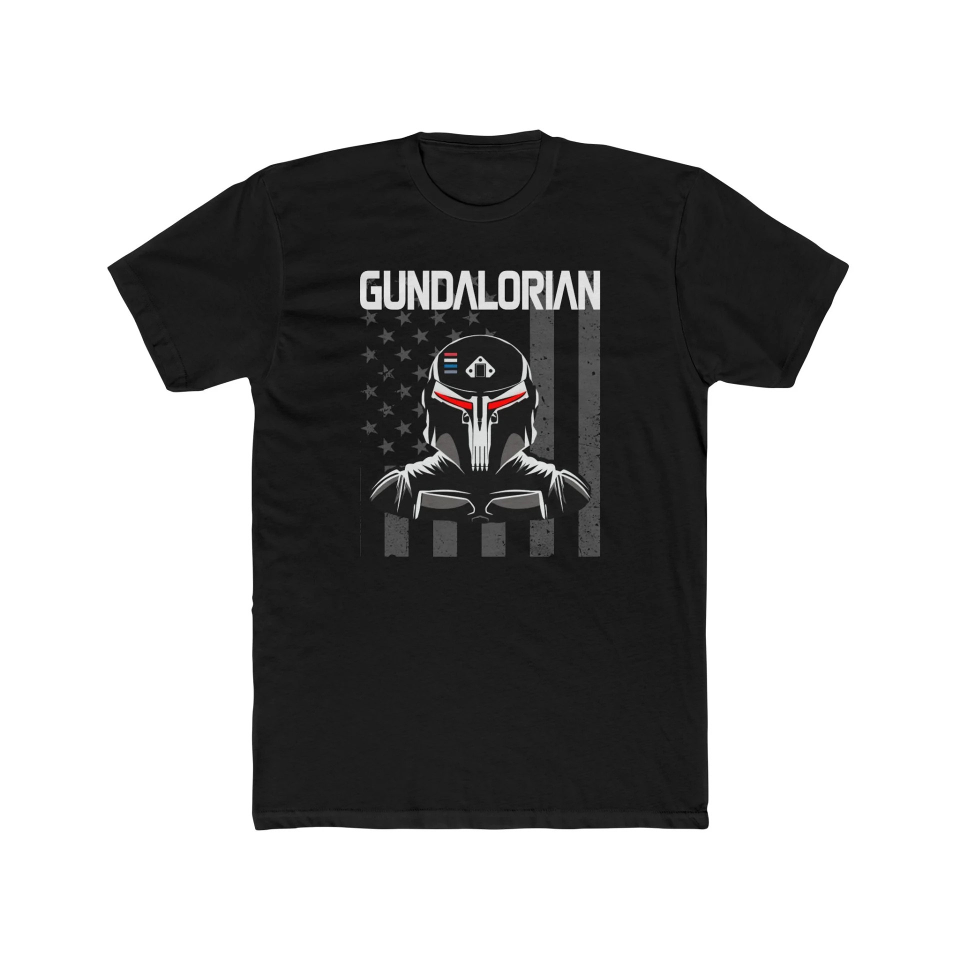 Gundalorian B/W Flag Two Premium Men's Cotton Crew Tee - Image 7