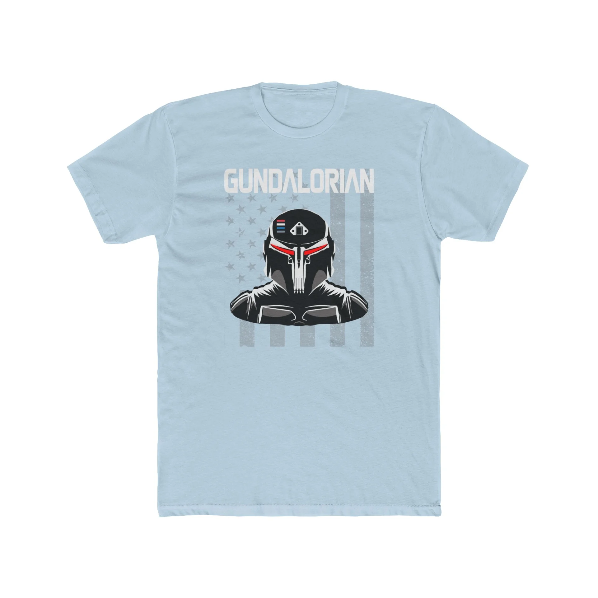 Gundalorian B/W Flag Two Premium Men's Cotton Crew Tee - Image 13