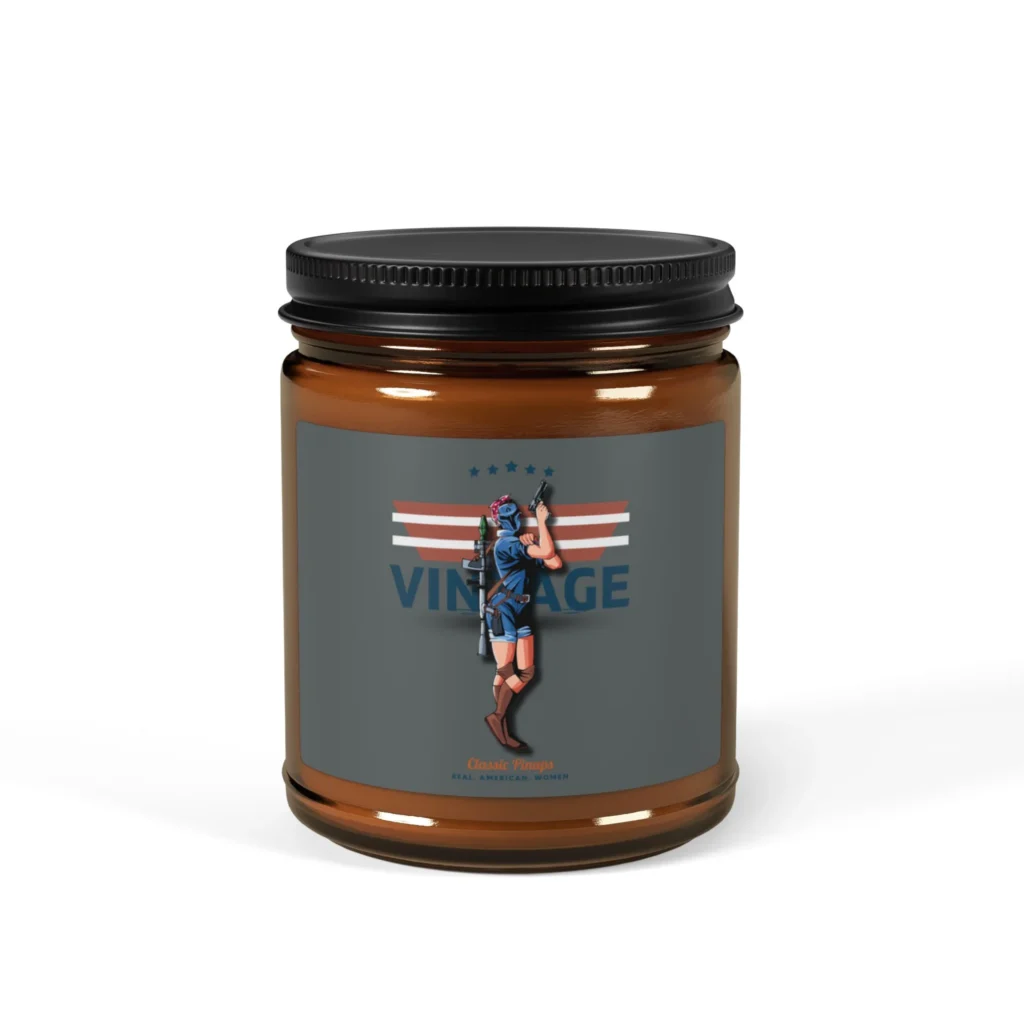 Vintage American Woman Scented Soy Candle (Multi-Size, Amber Jar)