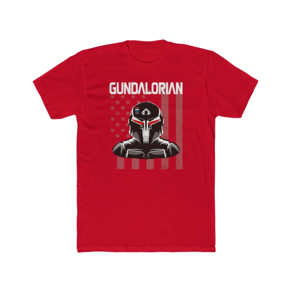 Gundalorian B/W Flag Two Premium Men's Cotton Crew Tee